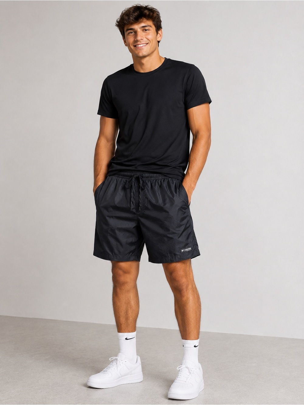 Columbia Black Athletic Drawstring Shorts